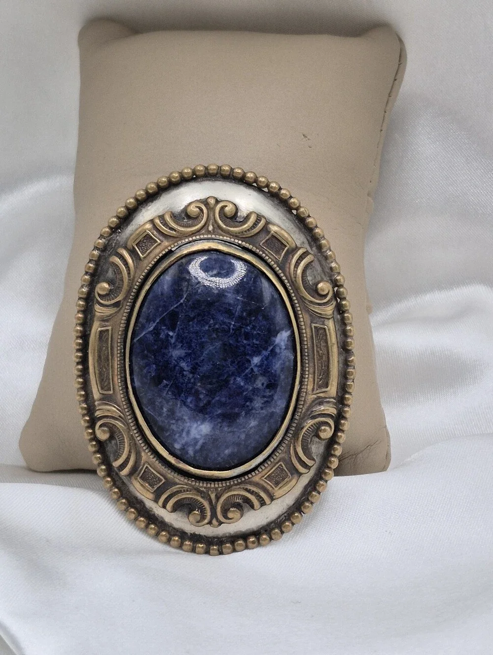 Classic Blue Sodalite Stone Upcycled Buckle Belt.  Statement Buckle